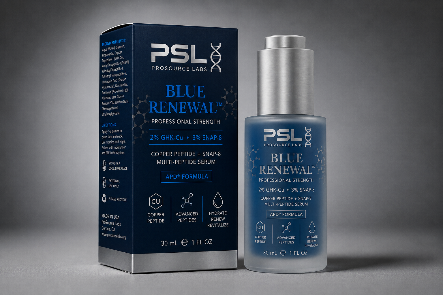 Blue Renewal™ Multi-Peptide Serum 30 mL / 1 fl oz multi-peptide facial serum — ProSource Labs