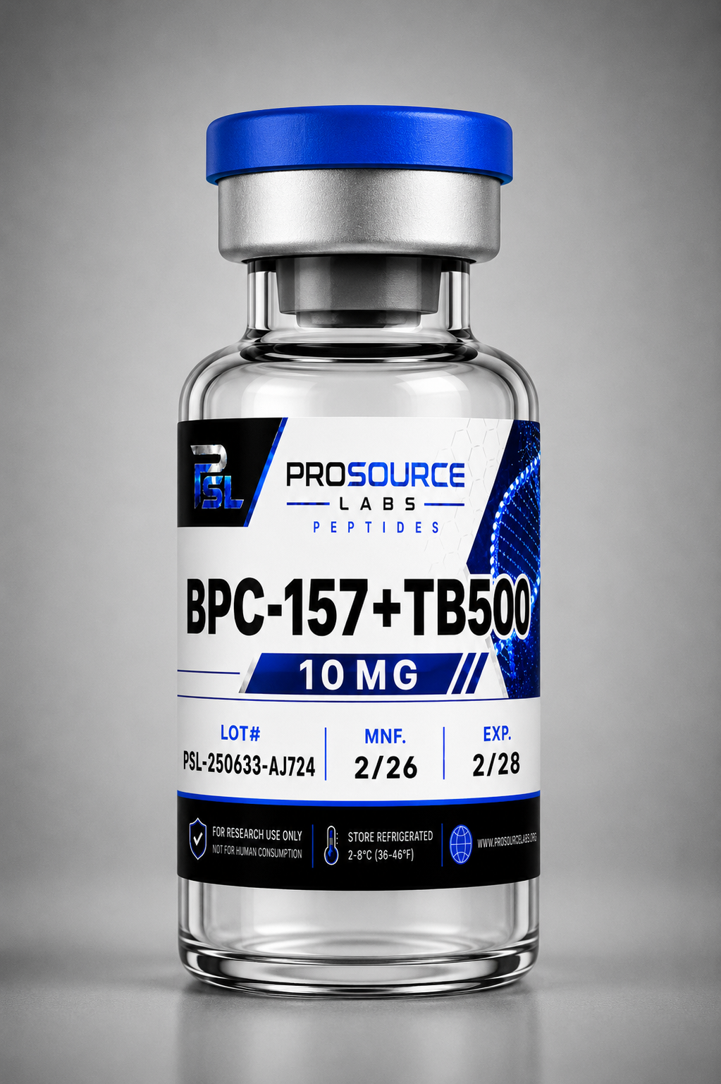 BPC-157+TB500 10mg lyophilized research vial — ProSource Labs