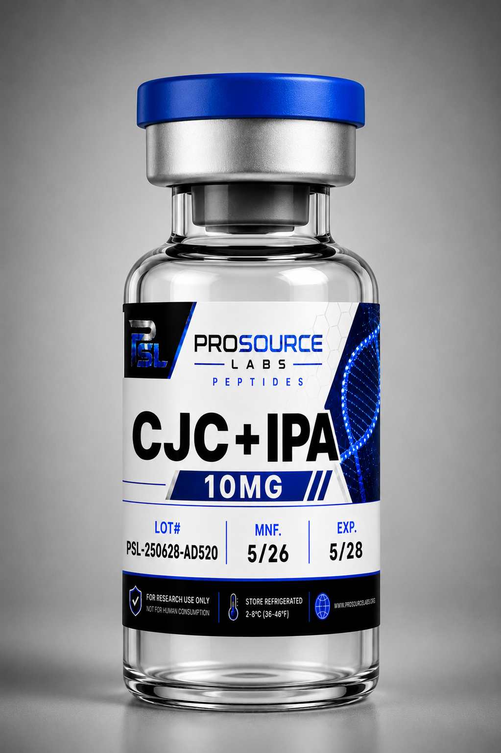 CJC-1295 (NoDAC) + IPAMORELIN 10mg lyophilized research vial — ProSource Labs