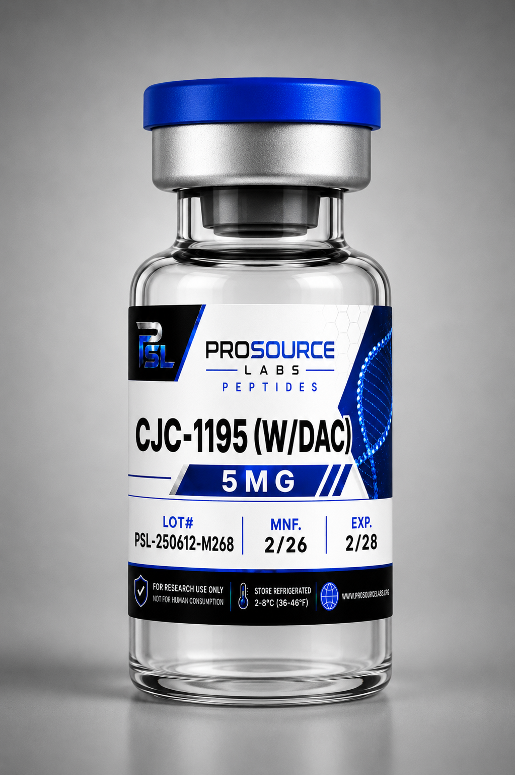 CJC-1295 with DAC 5mg lyophilized research vial — ProSource Labs