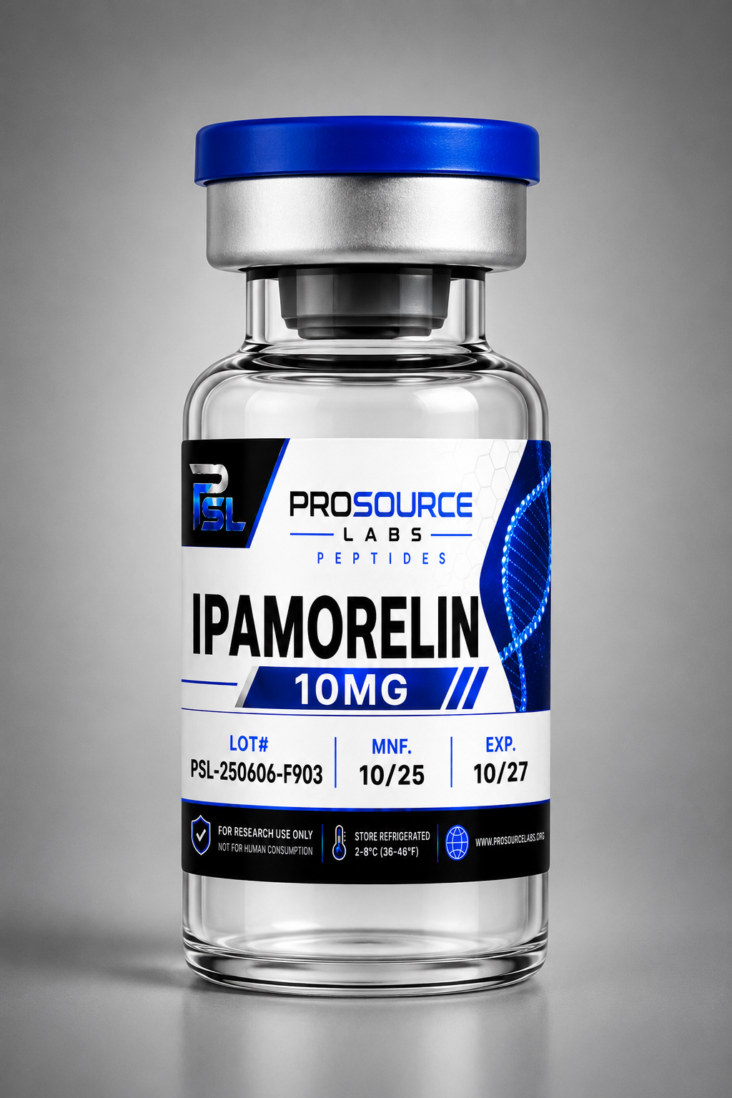 Ipamorelin 10mg lyophilized research vial — ProSource Labs