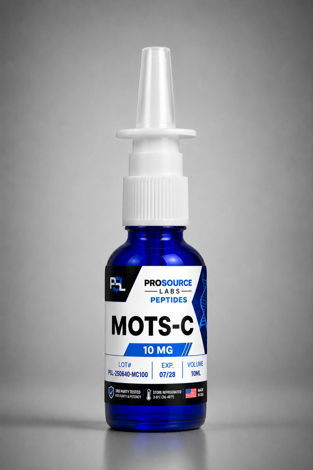 MOTS-c Nasal Spray 10mg / 5mL ready-to-use research nasal spray bottle — ProSource Labs