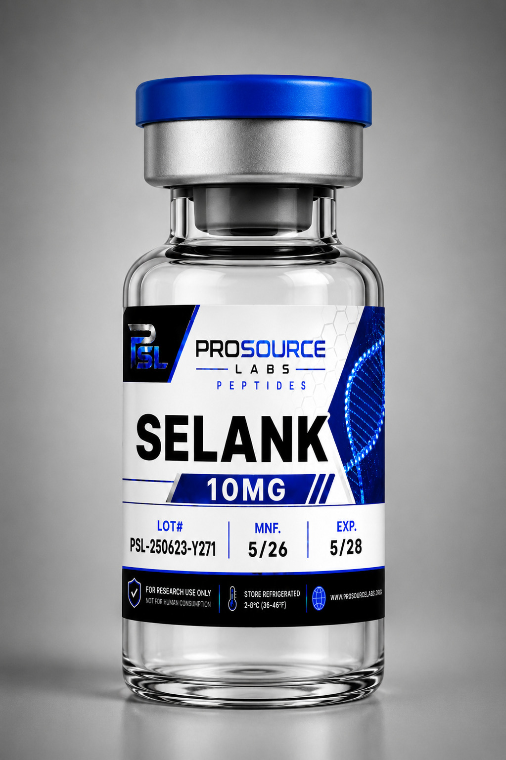 SELANK 10mg lyophilized research vial — ProSource Labs