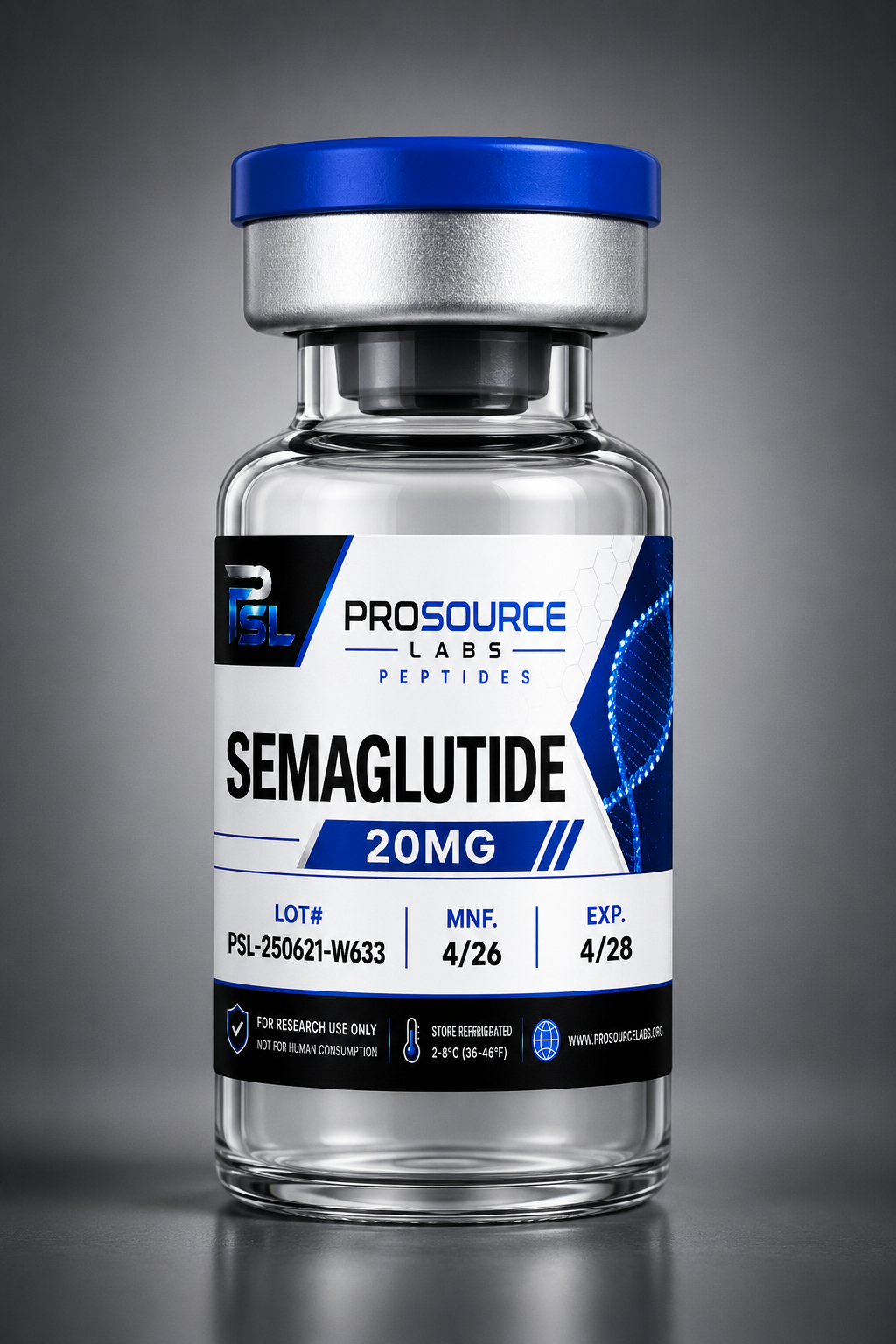 Semaglutide 10mg lyophilized research vial — ProSource Labs