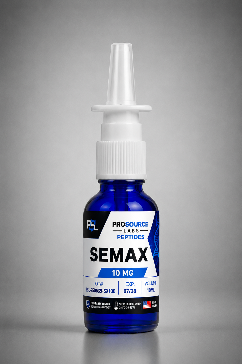 Semax Nasal Spray 10mg / 5mL ready-to-use research nasal spray bottle — ProSource Labs