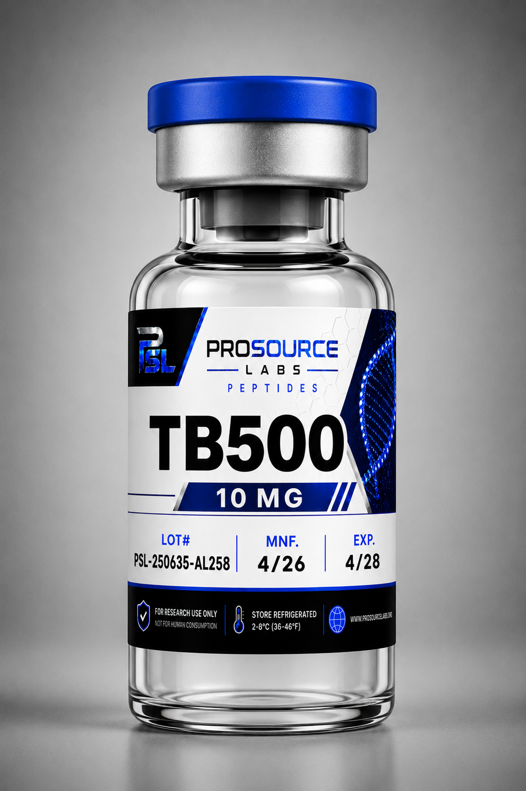 TB-500 10mg lyophilized research vial — ProSource Labs