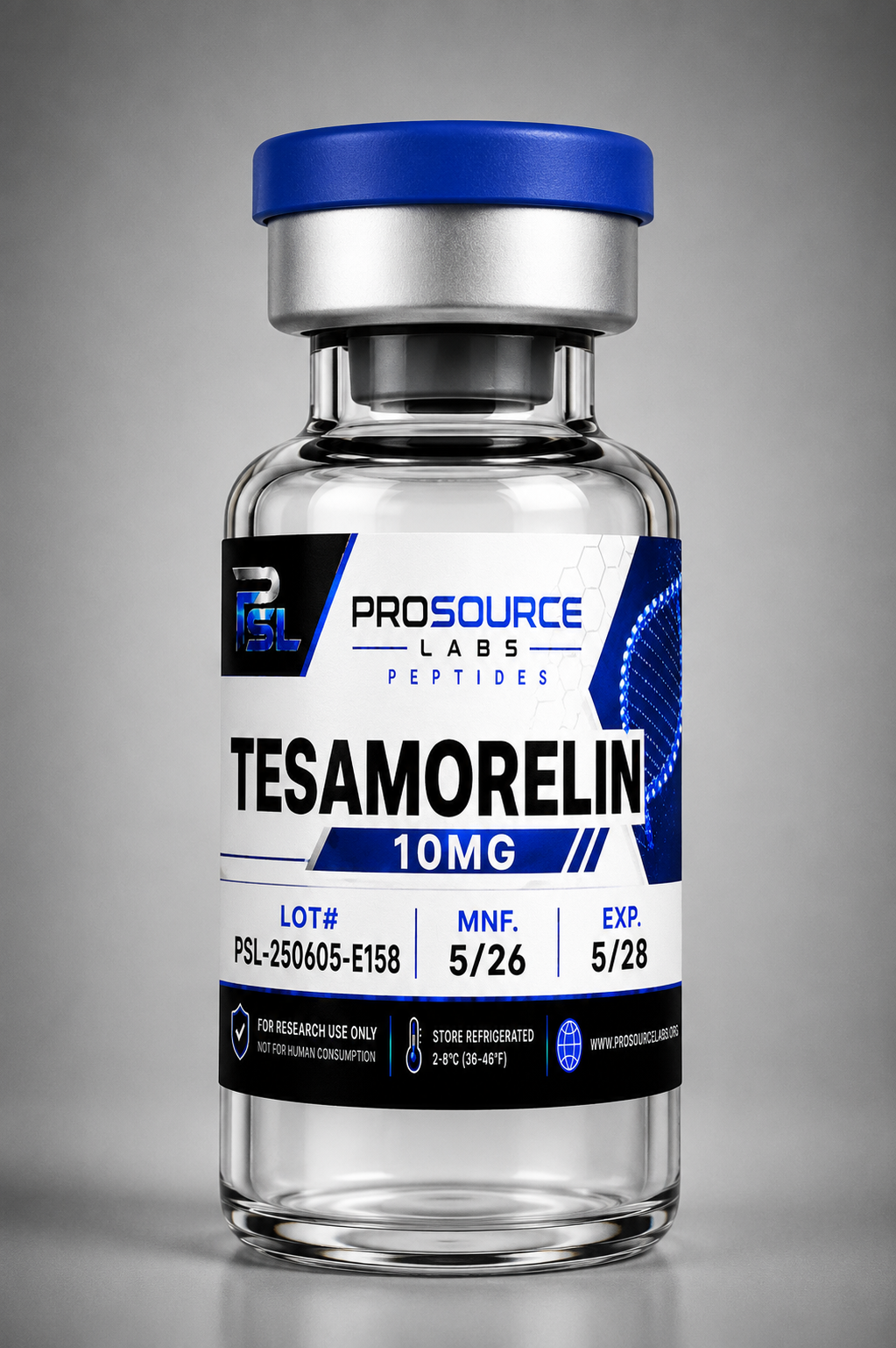 Tesamorelin 10mg lyophilized research vial — ProSource Labs